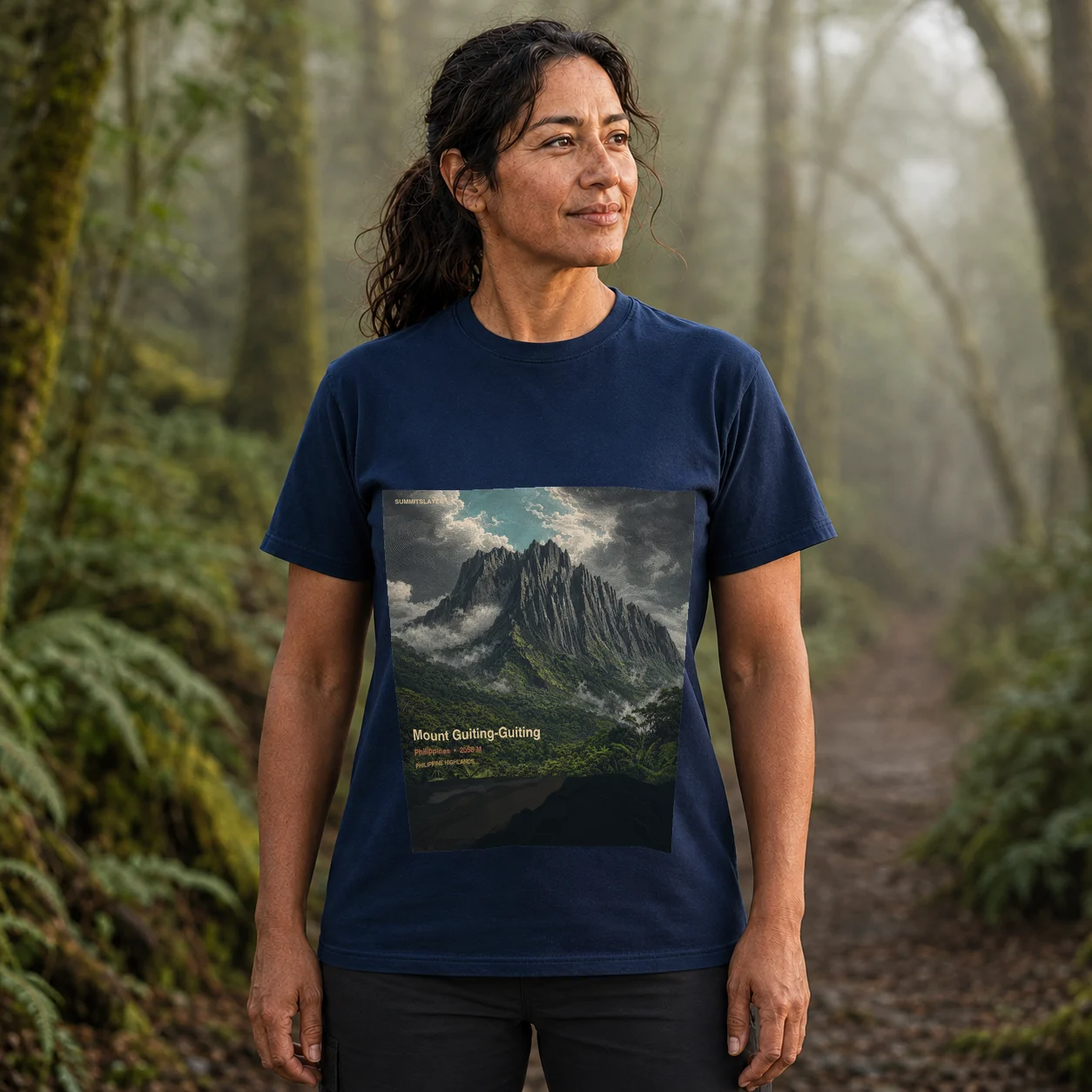 Navy Mount Guiting-Guiting T-shirt front with mountain artwork