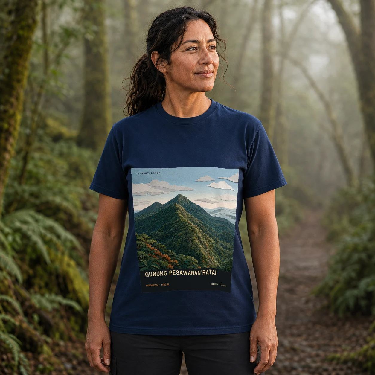 Navy Gunung Ratai T-shirt front with mountain artwork