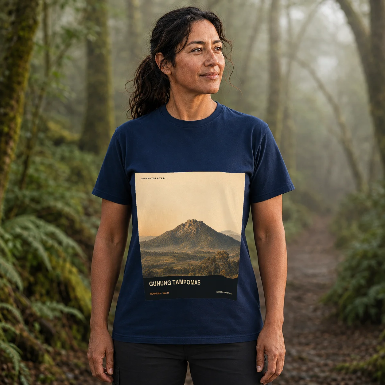 Navy Gunung Tampomas T-shirt front with mountain artwork