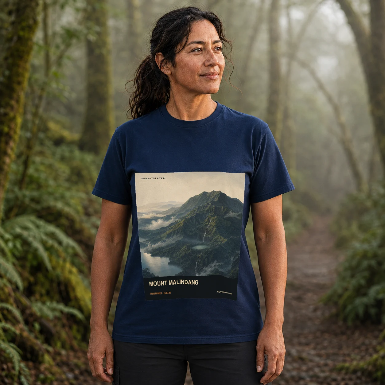 Navy Mount Malindang T-shirt front with mountain artwork