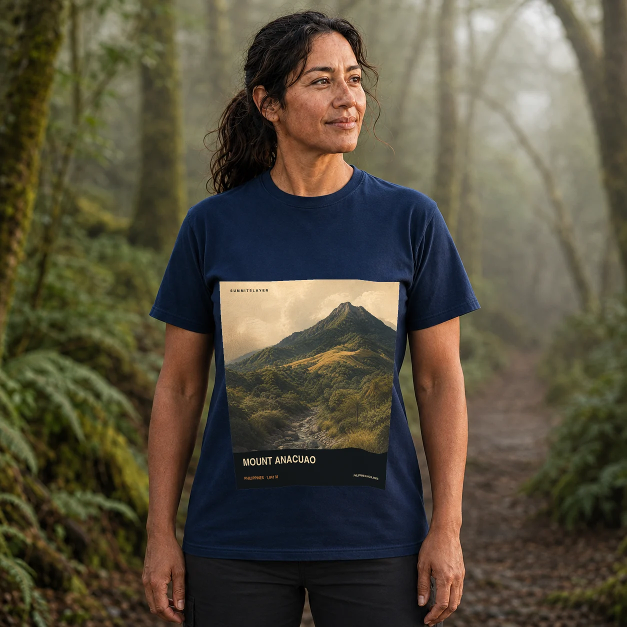 Navy Mount Anacuao T-shirt front with mountain artwork