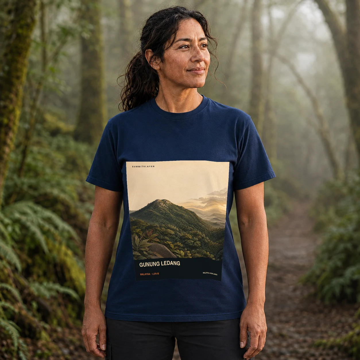 Navy Gunung Ledang T-shirt front with mountain artwork
