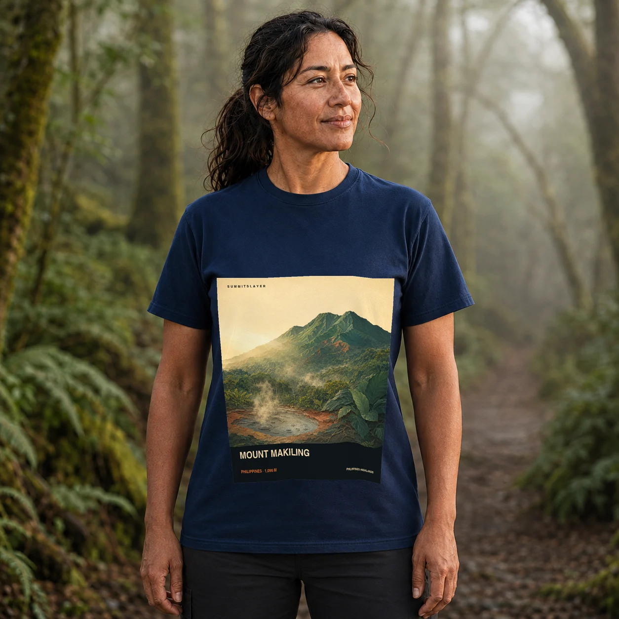 Navy Mount Makiling T-shirt front with mountain artwork
