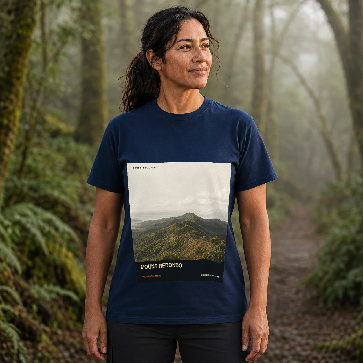 Navy Mount Redondo T-shirt front with mountain artwork