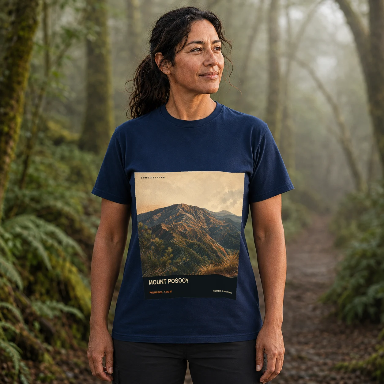 Navy Mount Puscoy T-shirt front with mountain artwork
