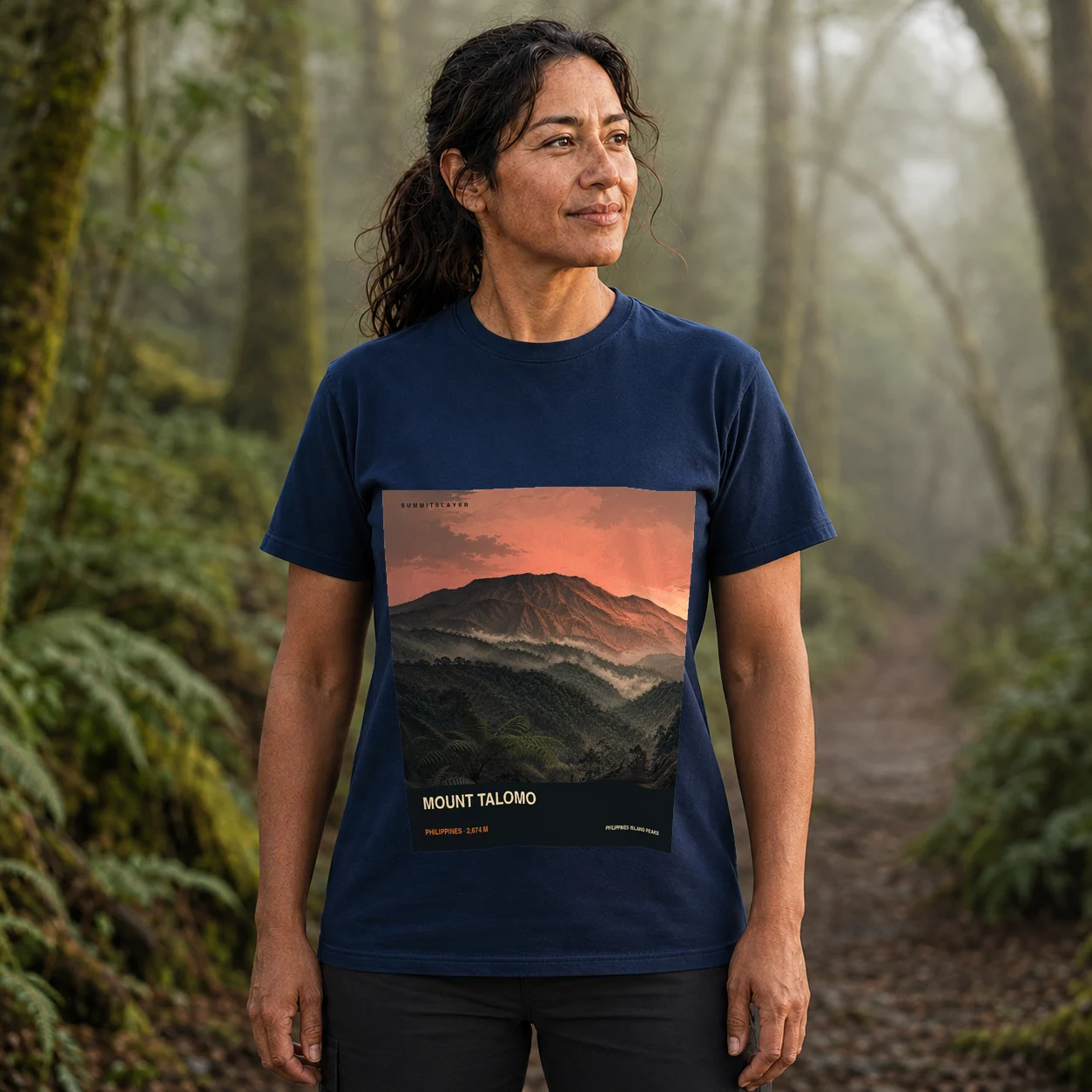 Navy Mount Talomo T-shirt front with mountain artwork