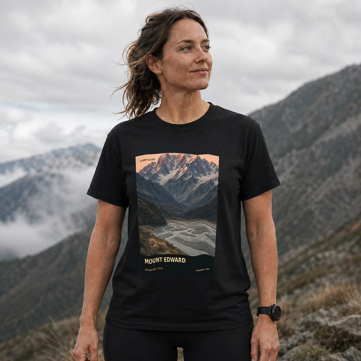 Black Mount Edward T-shirt front with mountain artwork