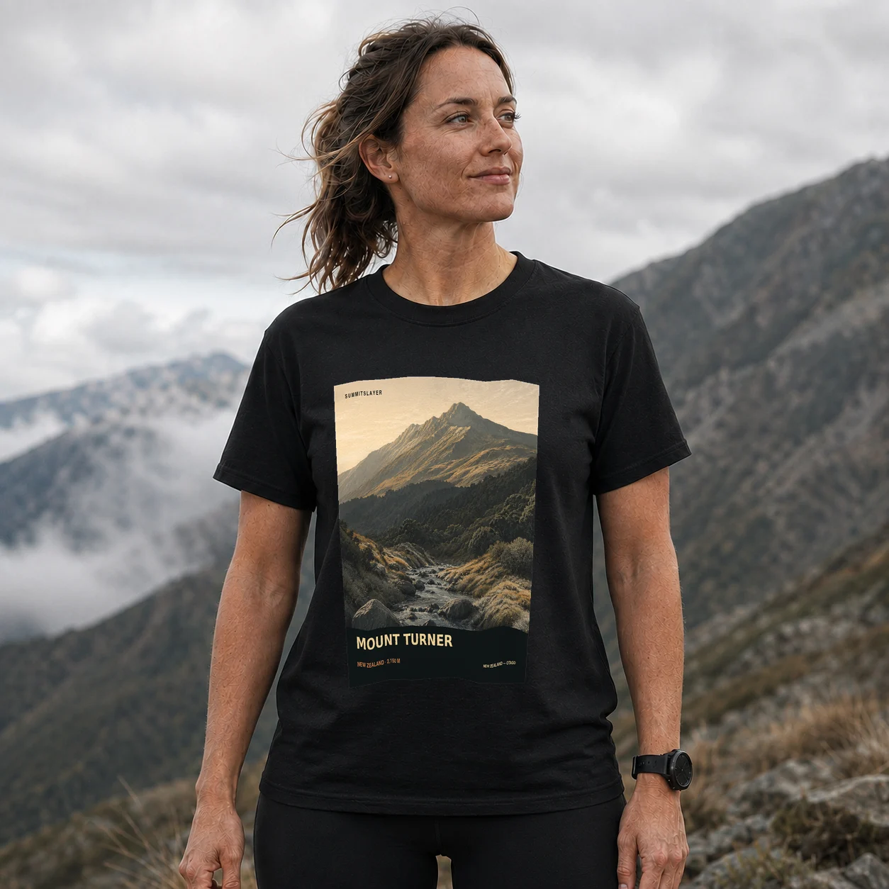 Black Mount Turner T-shirt front with mountain artwork