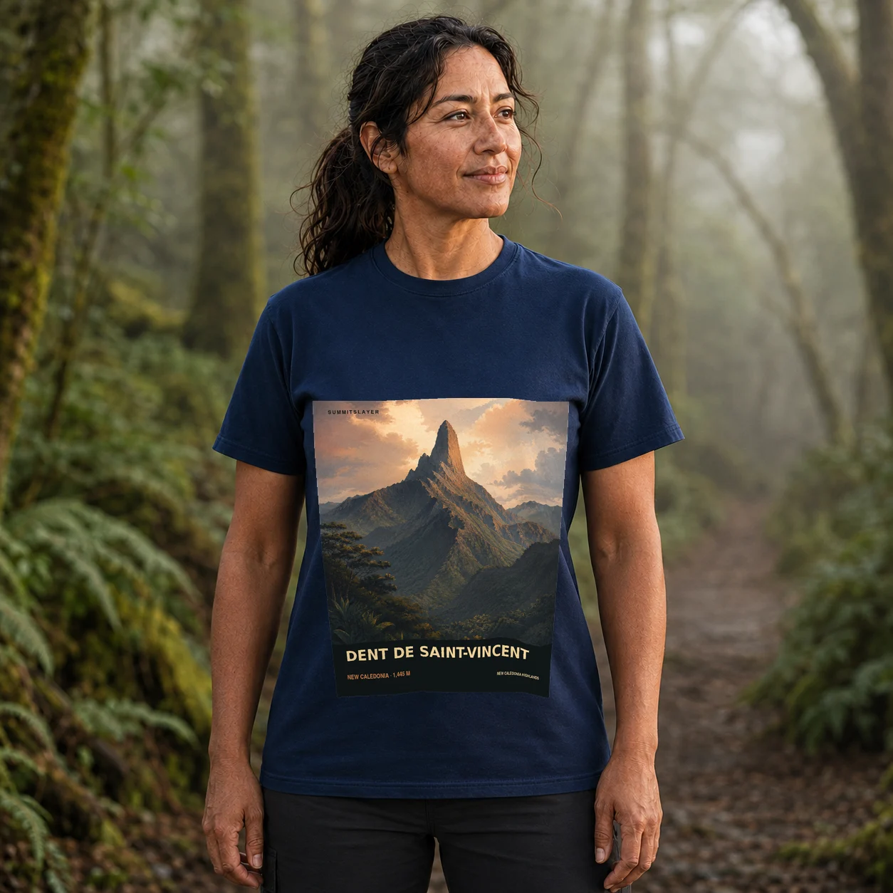Navy Dent de Saint-Vincent T-shirt front with mountain artwork