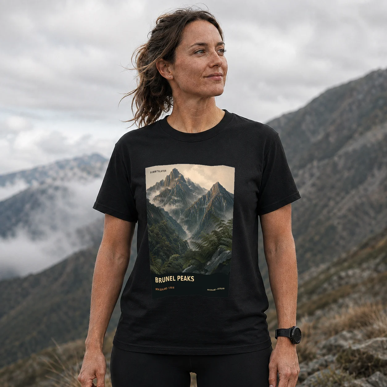 Black Brunel Peaks T-shirt front with mountain artwork