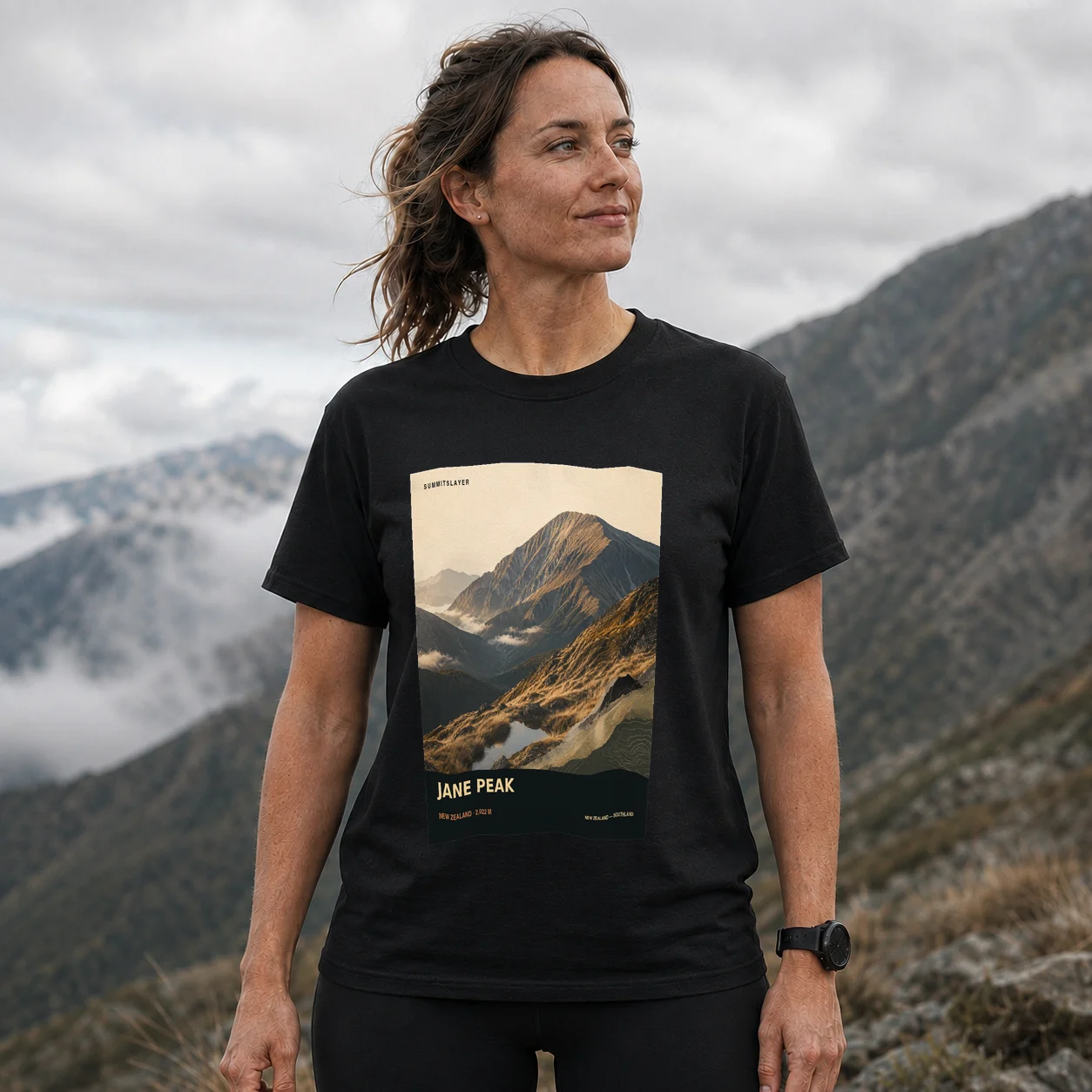 Black Jane Peak T-shirt front with mountain artwork