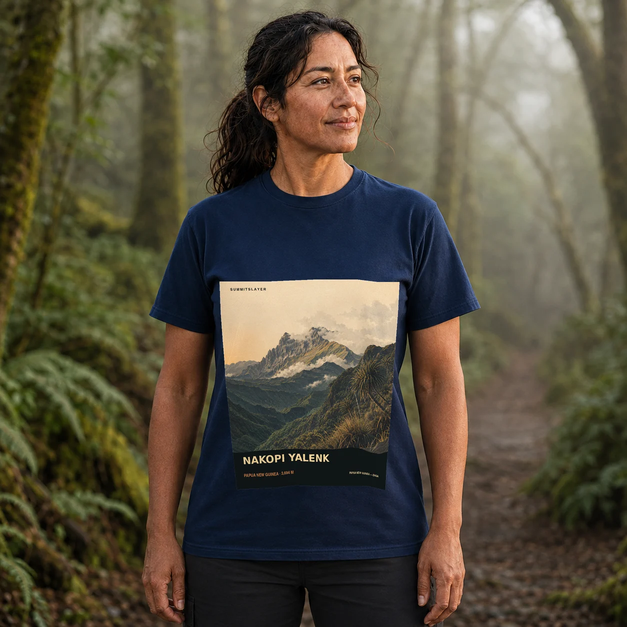 Navy Yakopinalenk Mountain T-shirt front with mountain artwork
