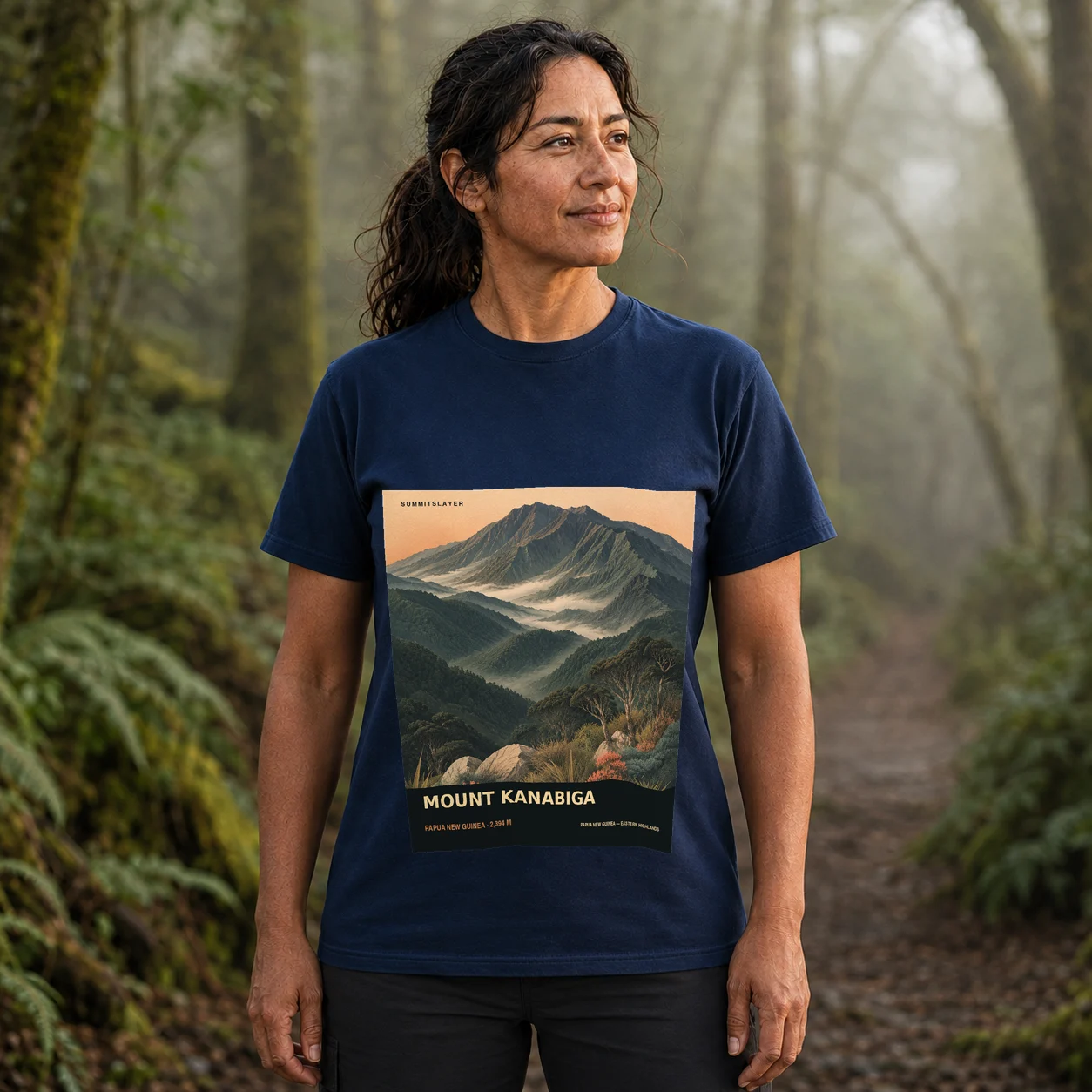 Navy Mount Kanabiga T-shirt front with mountain artwork