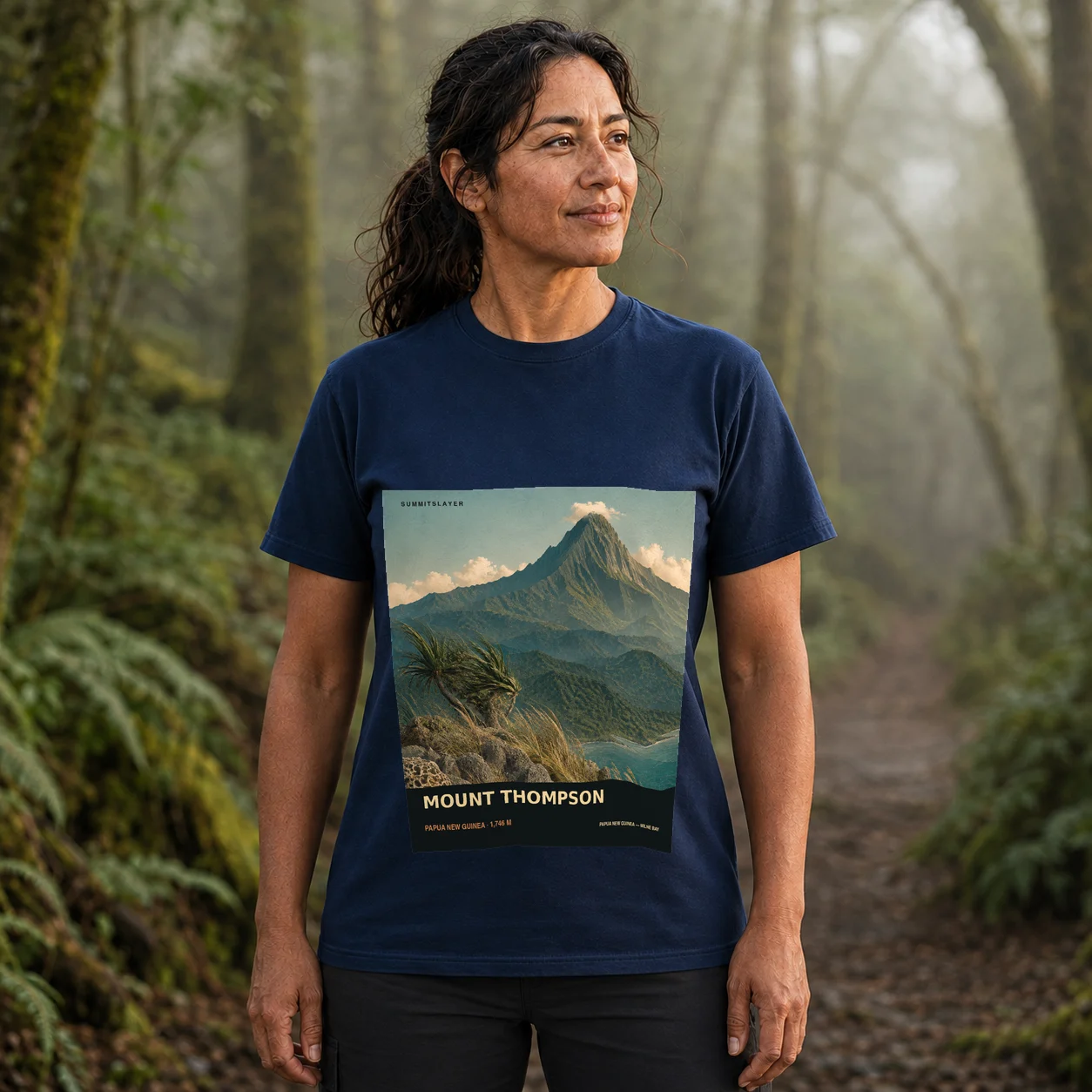 Navy Mount Thompson T-shirt front with mountain artwork