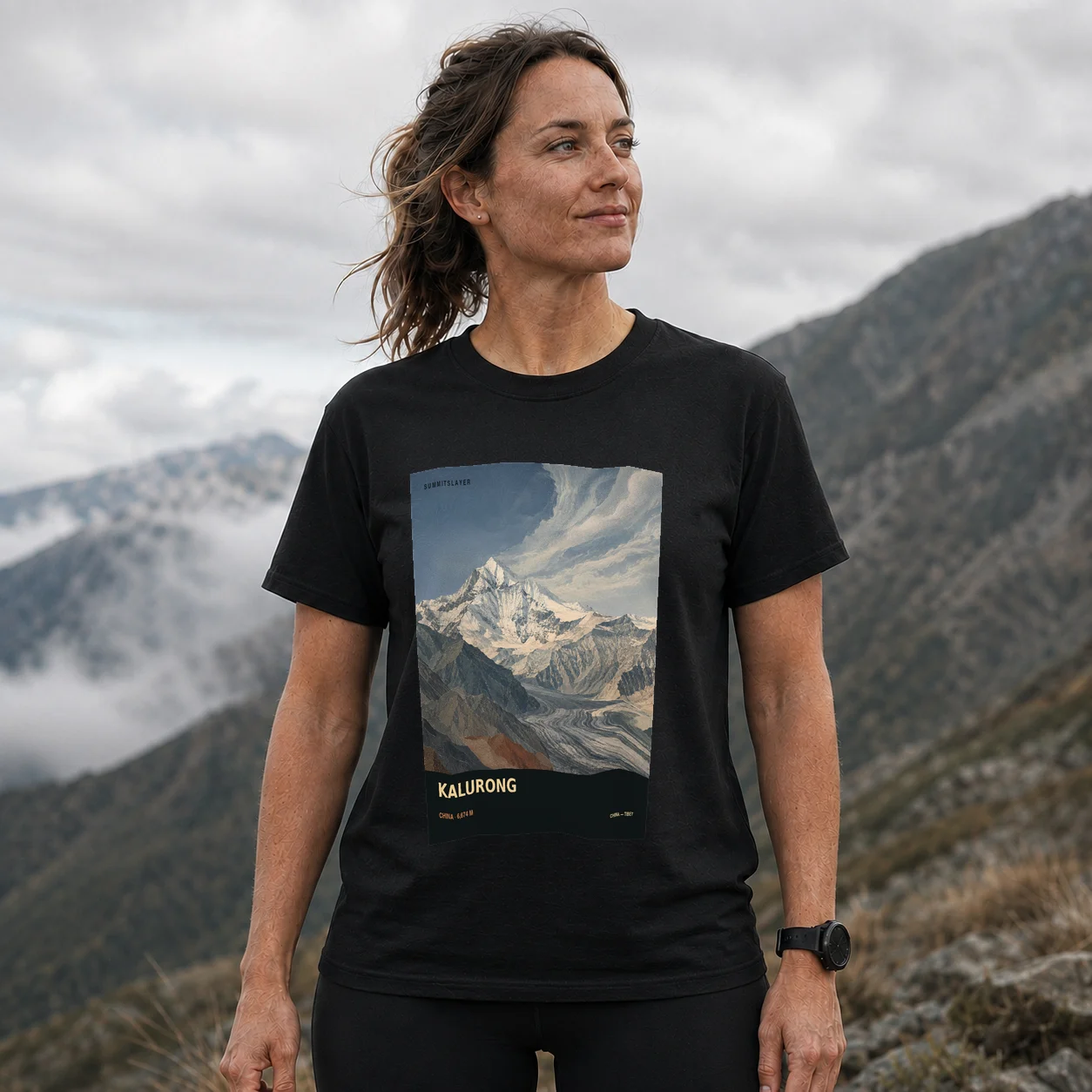 Black Gyaitongsogsum T-shirt front with mountain artwork
