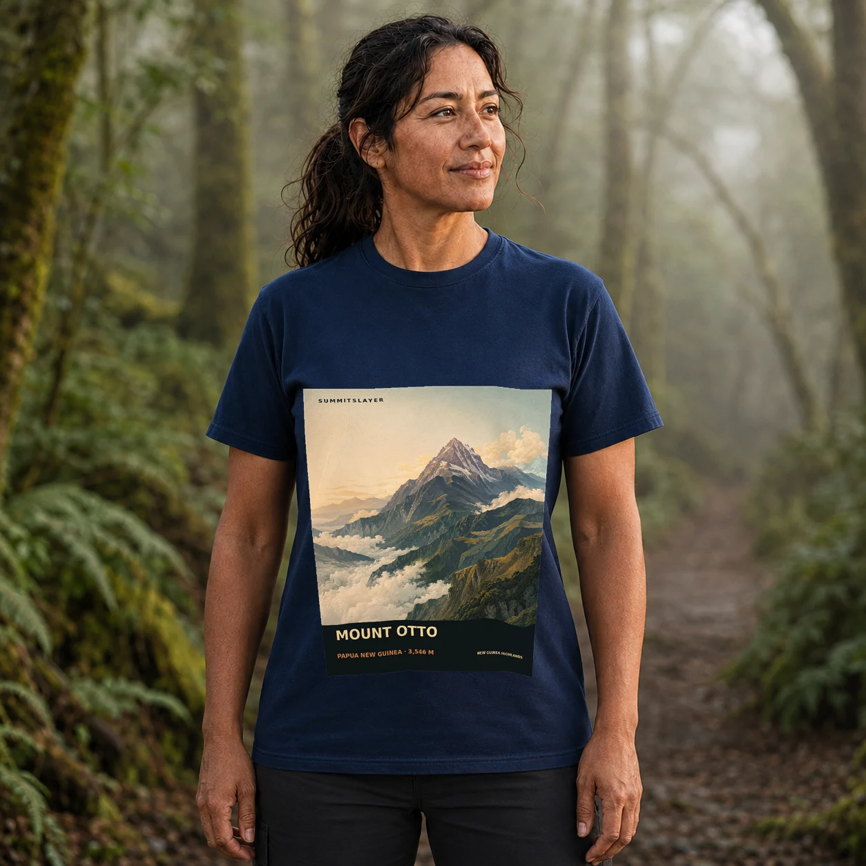 Navy Mount Otto T-shirt front with mountain artwork