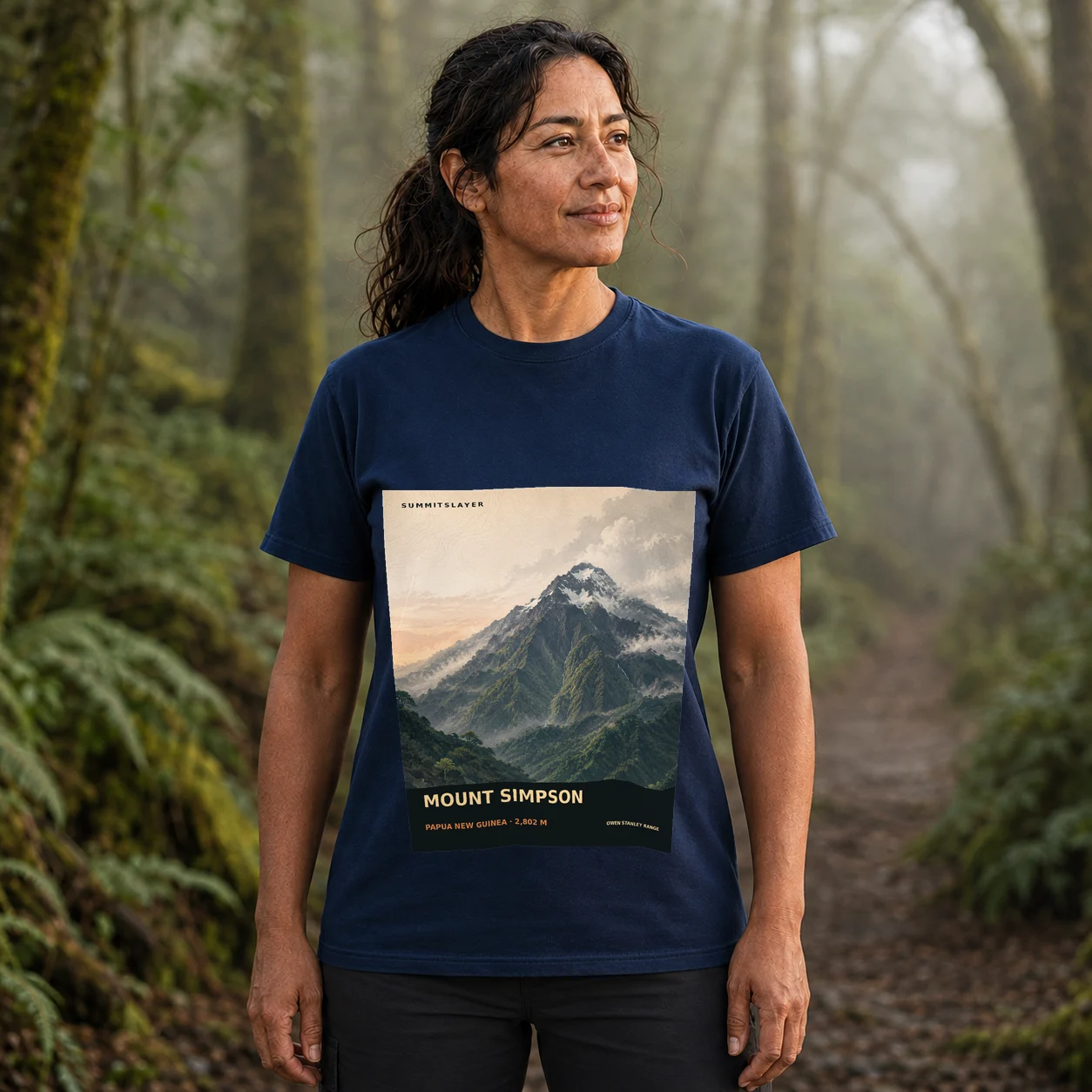 Navy Mount Simpson T-shirt front with mountain artwork