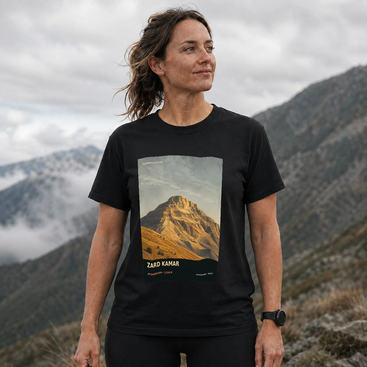 Black Zard Kamar T-shirt front with mountain artwork