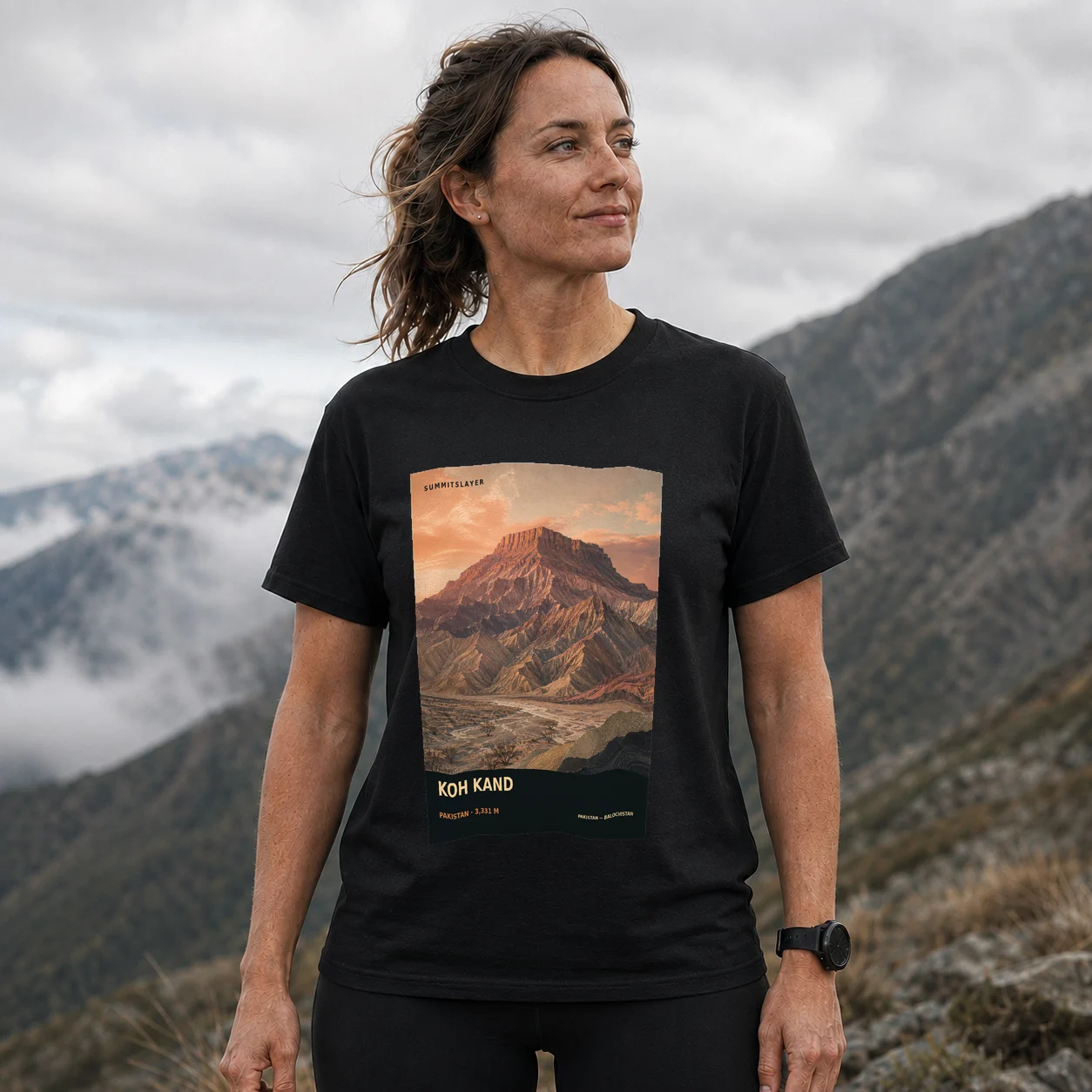 Black Koh Kand T-shirt front with mountain artwork