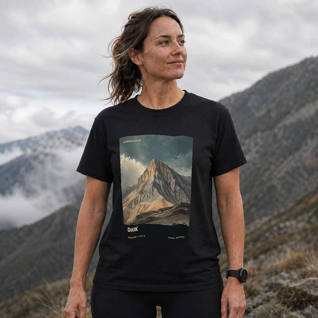 Black Dhik T-shirt front with mountain artwork