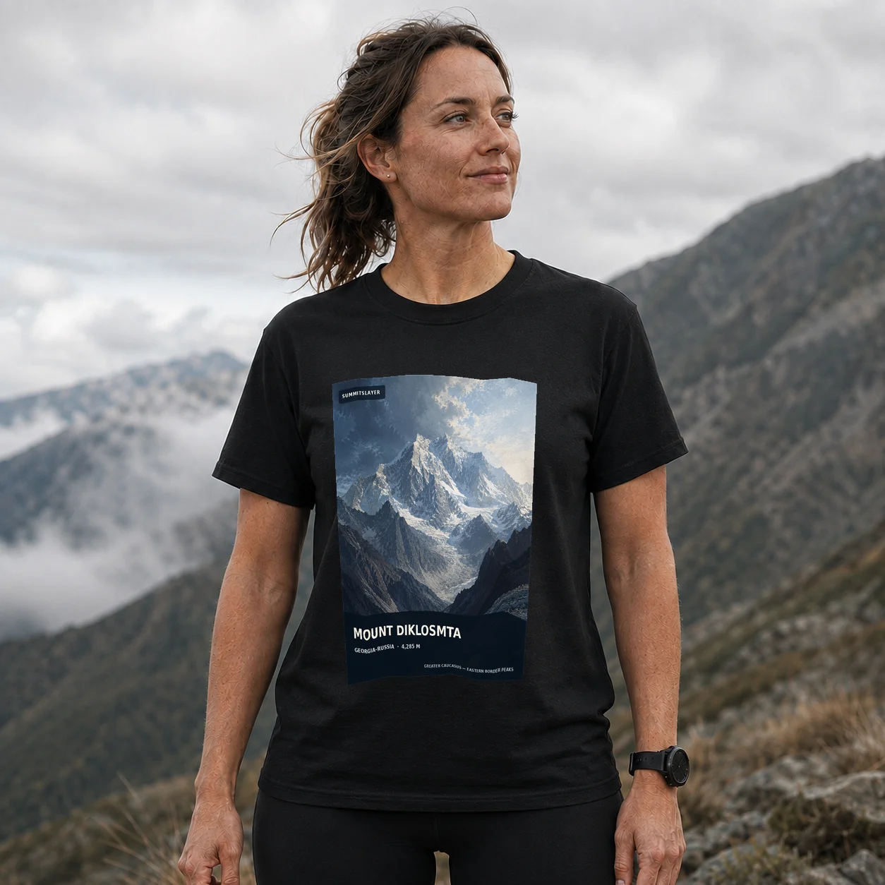 Black Gora Diklosmta T-shirt front with mountain artwork